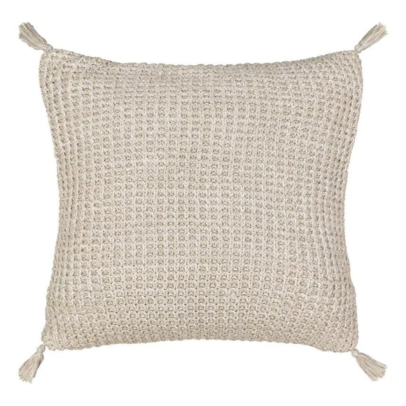 Vue Reagan Knit Taupe Beige Large Decorative Throw Couch Pillow 20x20 - Picture 2 of 3
